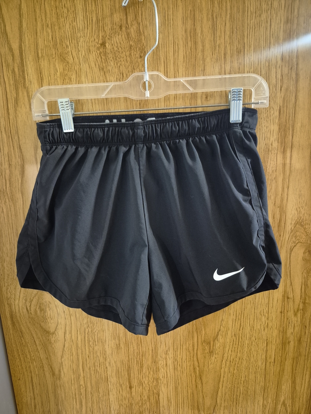 Nike Black Athletic Running Shorts with White Swoosh - Picture 3 of 4